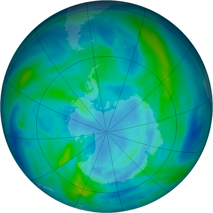 Antarctic ozone map for 02 April 2013